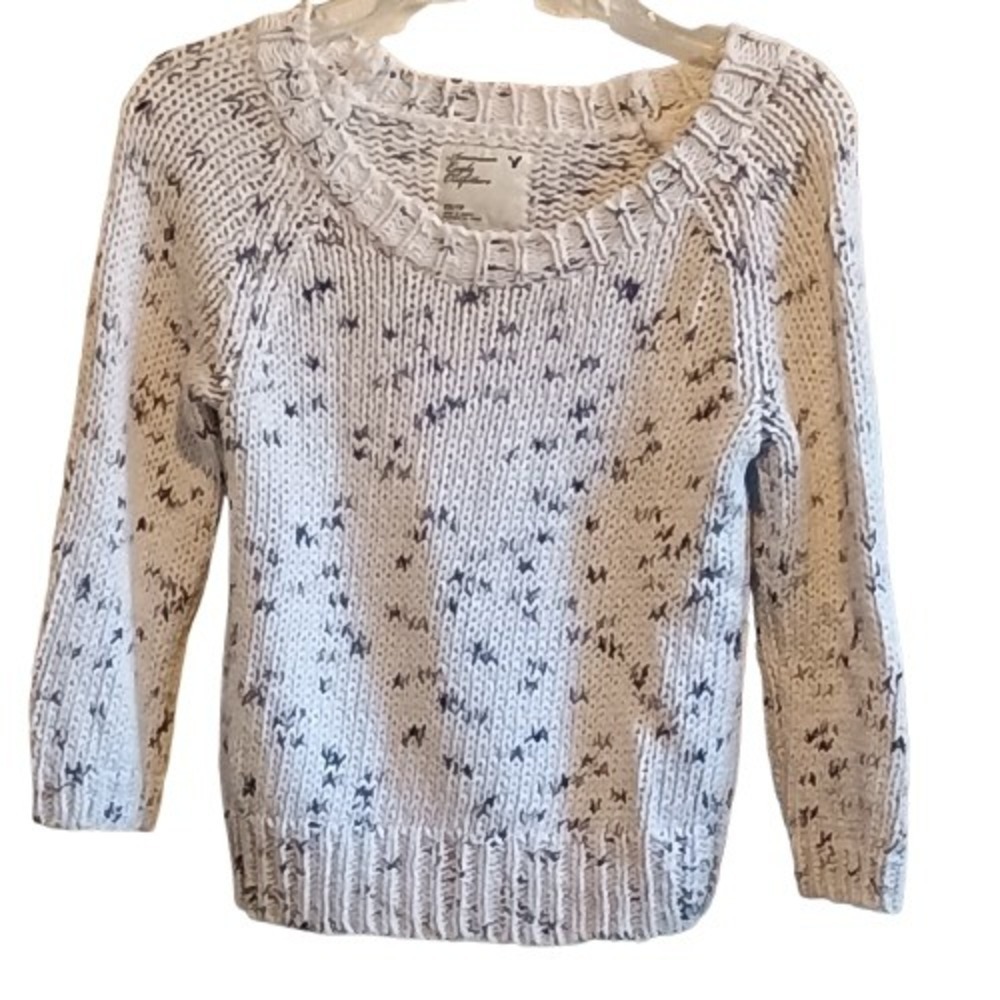 American‎ Eagle Outfitters Speckled Knit Sweater Women's XS TP White Blue Raglan